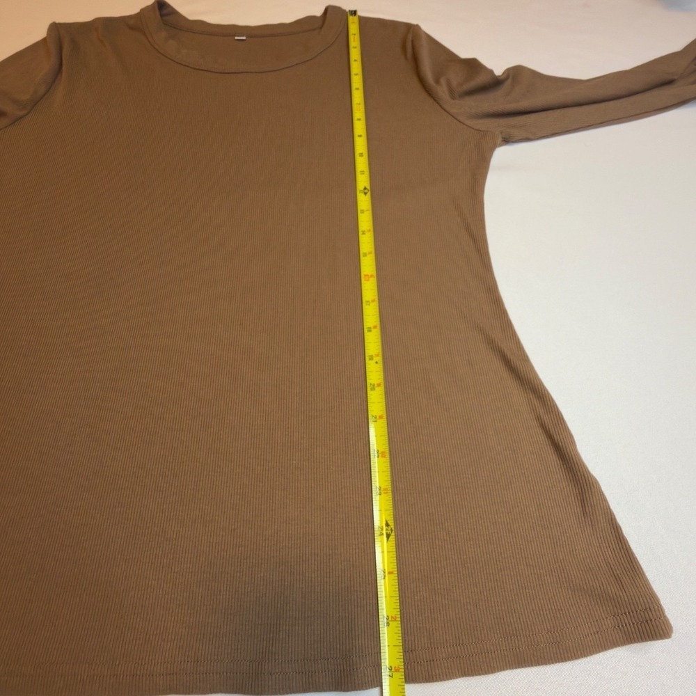 Anrabess Set/4 Long Sleeve 2X Rib Knit Top Casual Crew Neck Basic Tee Workwear - Picture 6 of 8
